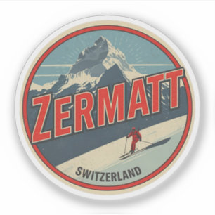 Sticker Cadeaux de nature de ski ZERMATT vintage Suisse