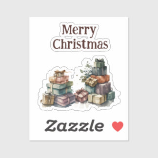 Sticker Cadeaux de Noël à l'aquarelle 