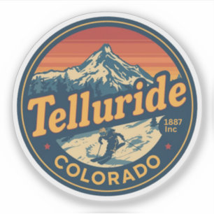 Sticker cadeaux de ski vintage Telluride colorado extérieu