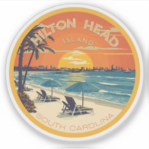 Sticker Cadeaux de voyage vintage phare de l'île de Hilton