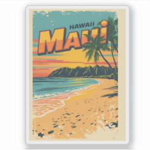 Sticker Cadeaux souvenirs de plage tropicale vintage Maui 
