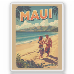Sticker Cadeaux souvenirs de plage tropicale vintage Maui 