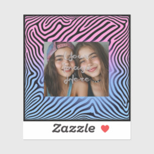 Sticker Cadre photo en bande Zèbre rose rétro