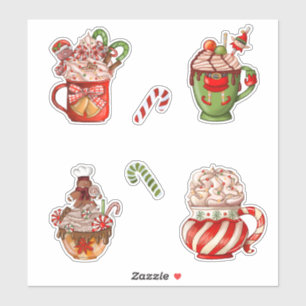 Sticker Café de Noël et crème fraîche dans de mignonettes