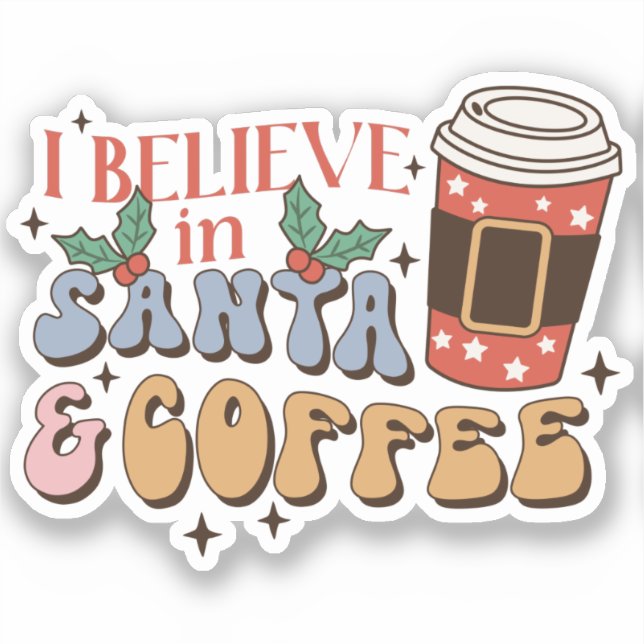 Sticker Café de Noël | Père Noël et café (Recto)