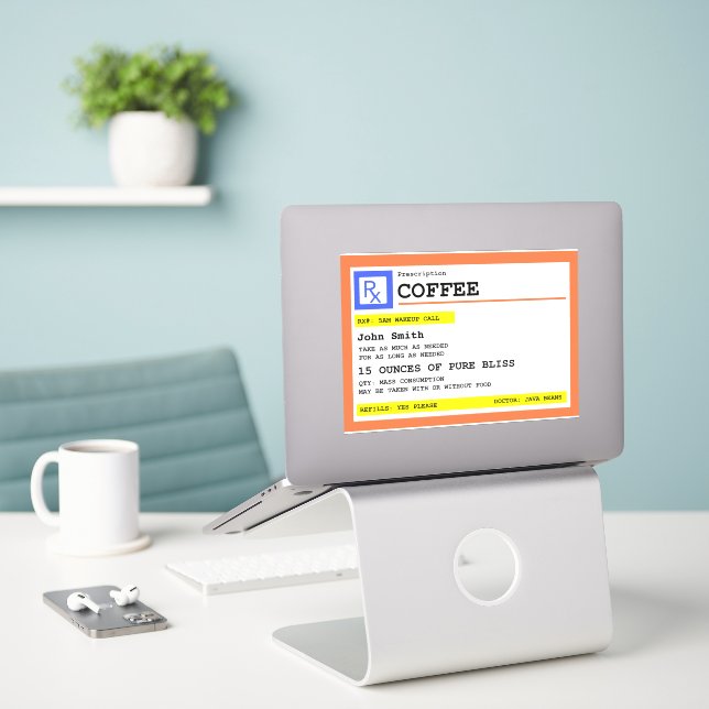Sticker Café d'ordonnance Rectanglular Personnalisé (Ordinateur portable sur le bureau)