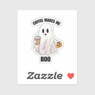 Sticker Café Fantôme Halloween Drôle 