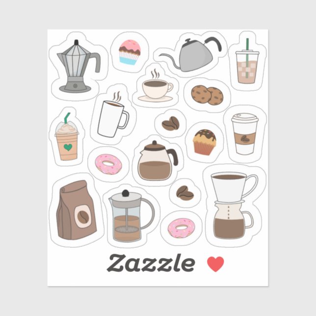 Sticker Café Pause Coffee House Bullet Journal Mignon  (Feuille)