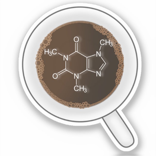 Sticker Caféine, Formule moléculaire - Boire du café (Recto)