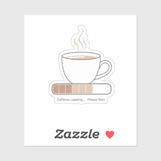 Sticker Caffeine Loading -Minimalist Funny Coffee Line Art (Feuille)