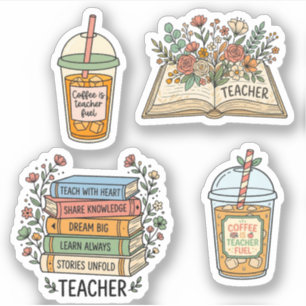 Sticker Cahiers, Livres et Fleurs Esthétique pour Enseigna