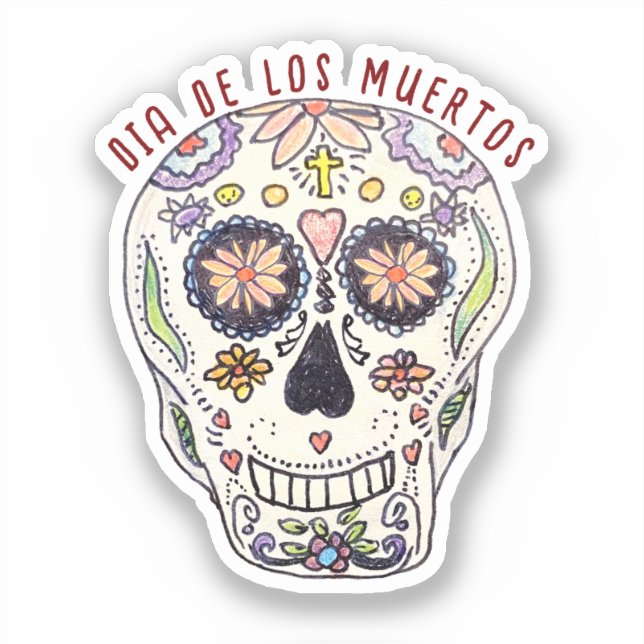 Sticker Calavera Dia De Los Muertos (Recto)