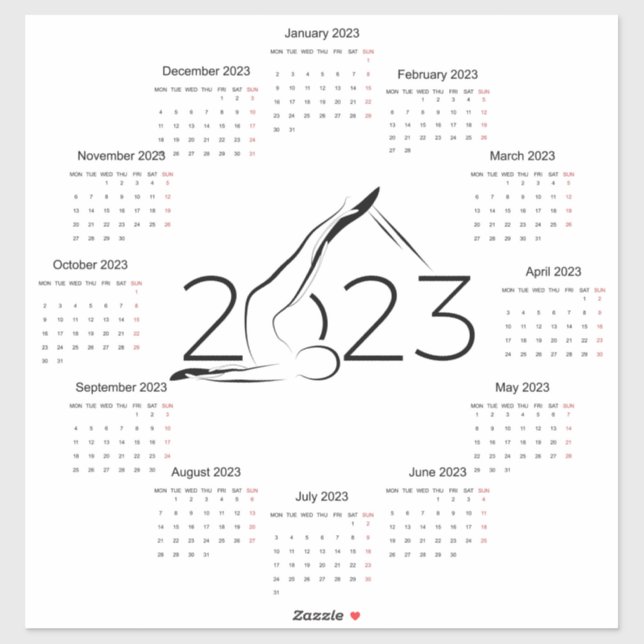 Sticker Calendrier 2023 pour instructeur Pilates grande ho (Feuille)