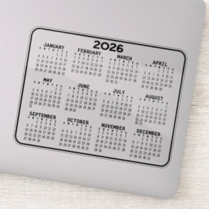Sticker Calendrier 2025 - mini calendrier noir et blanc