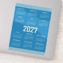 Calendrier 2027, Méandre Grec, Cosmic Latte sur fo