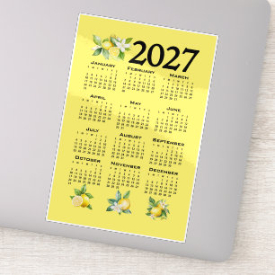 Sticker Calendrier 2027 Style Italien Citrons Jaune