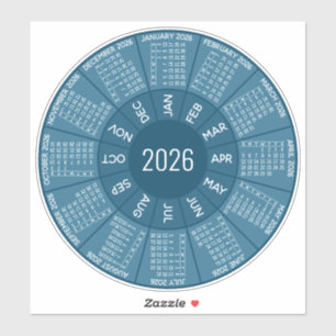 Sticker Calendrier circulaire 2026 - Nuances modernes de b