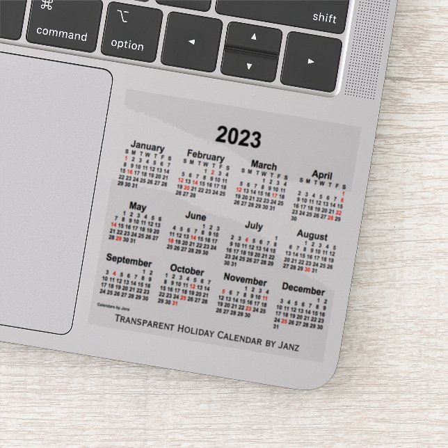 Sticker Calendrier de vacances transparent 2023 par Janz (Détail)