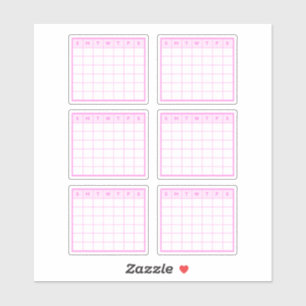 Sticker Calendrier mensuel rose
