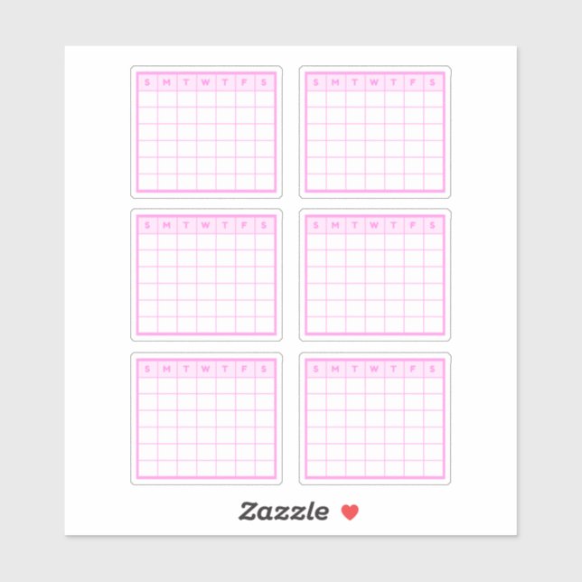 Sticker Calendrier mensuel rose (Feuille)