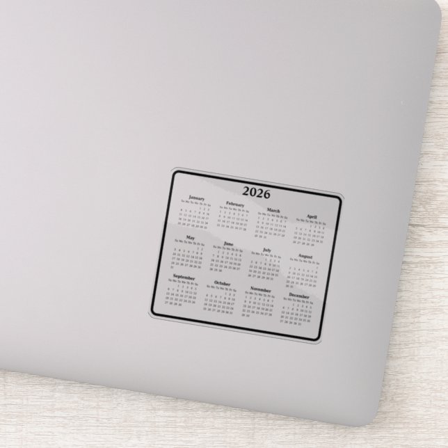 Sticker Calendrier noir et blanc 2026 (Détail)