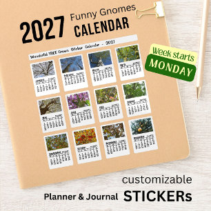 Sticker Calendrier Photo d'Arbre 2027 Lundi Semaine Autoco