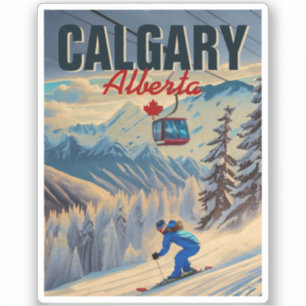 Sticker Calgary Alberta Canada Souvenirs de ski 1950