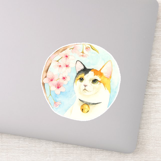 Sticker Calico Cat Sakura Cerise Blossom (Détail)