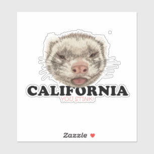Sticker Californie, vous puez ! avec le mignon Ferret Face