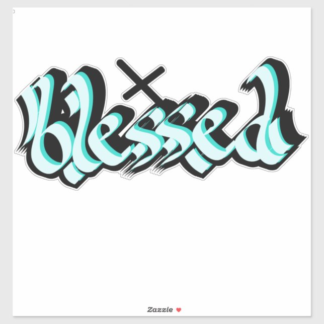 Sticker Calligraphie à la main bienheureuse Décale croisée (Feuille)