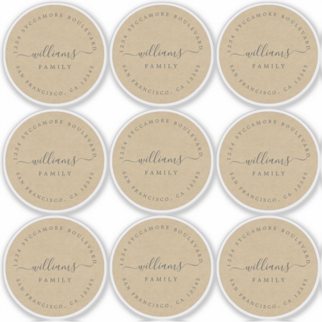 Sticker Calligraphie personnalisable Kraft 6 cm 2,36 pouce (Devant)