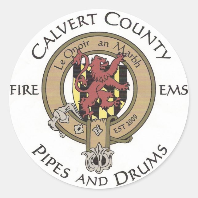 Sticker Calvert County Pipes and Drums - Petit (Devant)