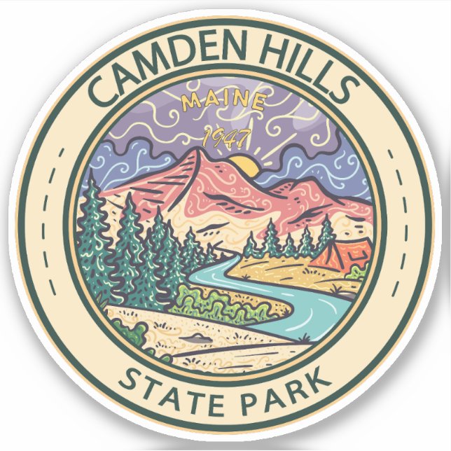 Sticker Camden Hills State Park Maine Badge (Devant)