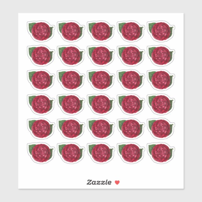 Sticker Camellia rouge (Feuille)
