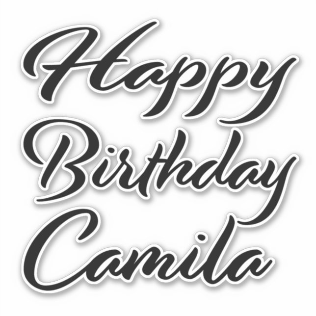 Sticker Camila Nom Prénom Anniversaire de la Broderie noir (Devant)