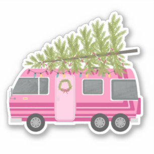 Sticker Camion RV Rose Arbre de Noël