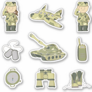 Sticker Camion vert éducatif pour enfants militaires