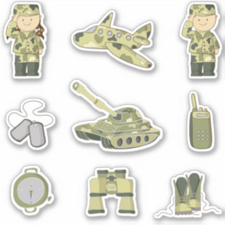 Sticker Camion vert éducatif pour enfants militaires