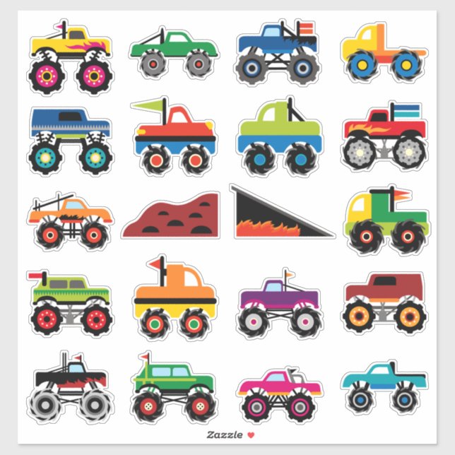 Sticker Camions Monster Enfants (Feuille)