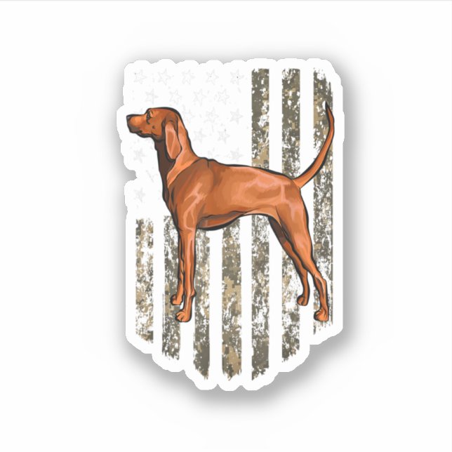 Sticker Camo American Drapeau Redbone Coonhound 4 juillet  (Devant)