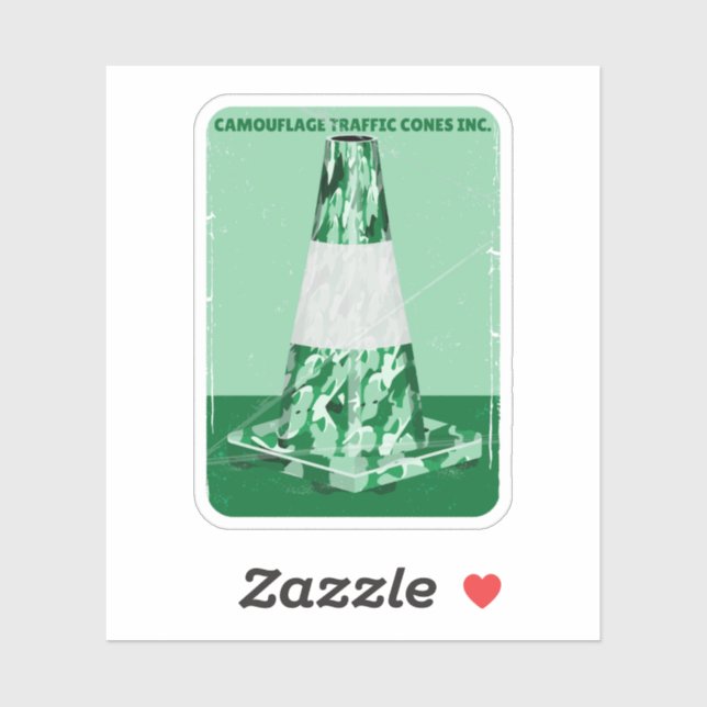 Sticker Camouflage rd cône drôle de cône de circulation (Feuille)