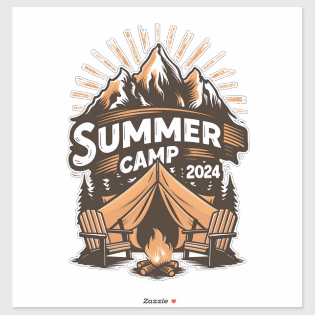 Sticker Camp d'été 2024 - Camping de vacances (Feuille)