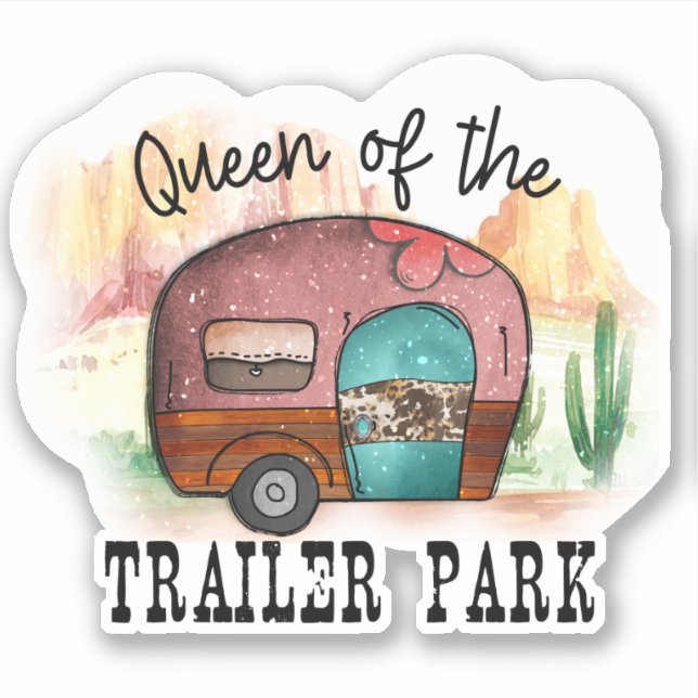 Sticker Camper du parc de remorques de Cute Queen (Devant)