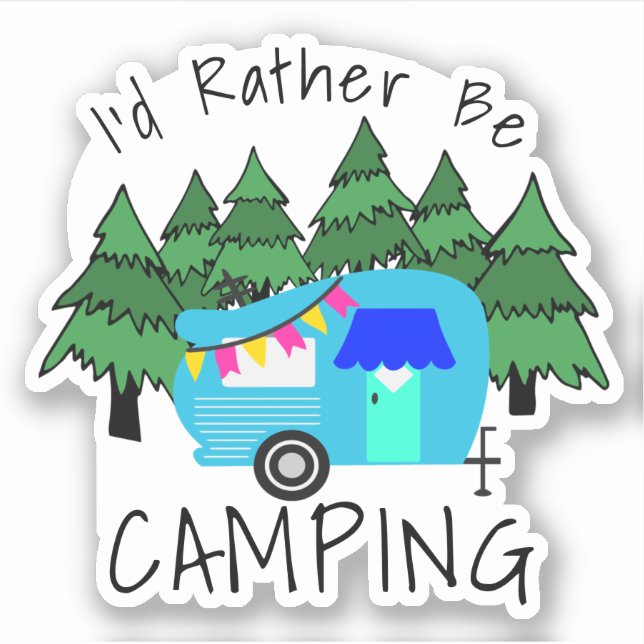 Sticker Camper Vintage bleu (Devant)