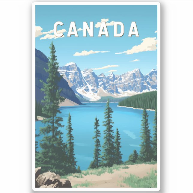 Sticker Canada Illustration Voyage Art Vintage (Devant)