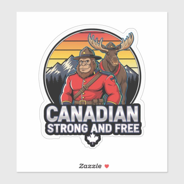 Sticker Canadian Bigfoot Strong And Free (Feuille)