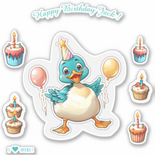 Sticker Canard à dessin - Joyeux anniversaire Personnalisé