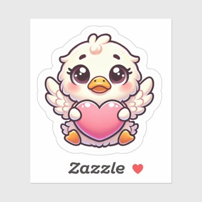 Sticker Canard aile adorable avec coeur d'amour (Feuille)