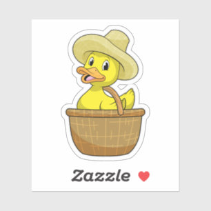 Sticker Canard comme fermier avec panier