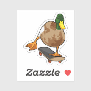 Sticker Canard comme patineur avec skateboard
